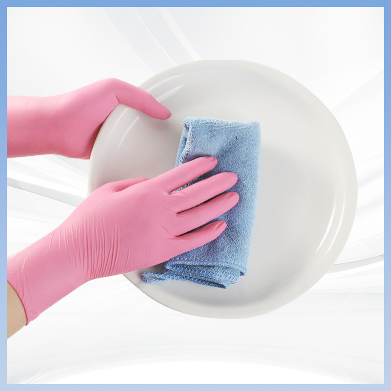 Găng tay Nitrile Giá 9 inch Nhạc màu hồng Găng tay Nitrile dùng một lần bột miễn phíĐể sử dụng một lần 100pcs / hộp