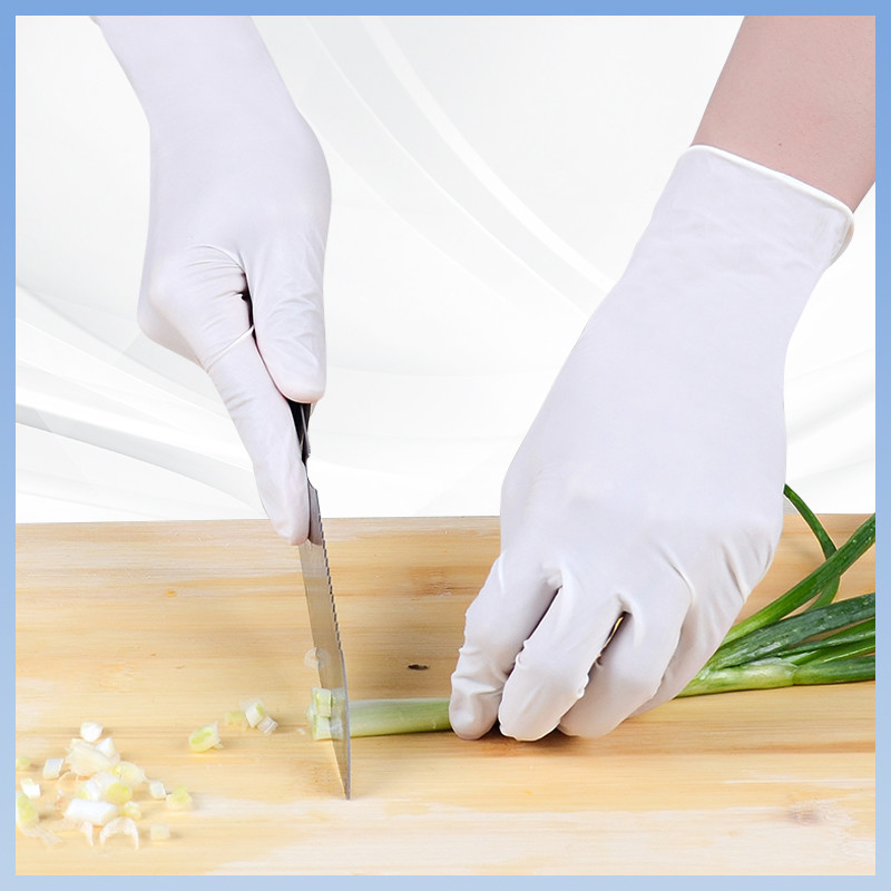 Găng tay Latex trắng Bảo vệ vệ sinh Găng tay Latex dùng một lần để xử lý và sử dụng sạch sẽ